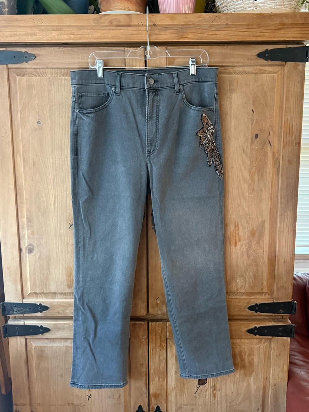 Express Charcoal Straight-Leg Jeans with Zip Fly